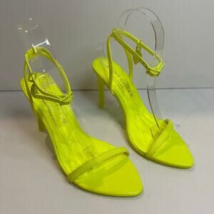 Kurt Geiger Shoreditch Strappy Sandals Neon Yellow Size 7 NWT Statement Heels